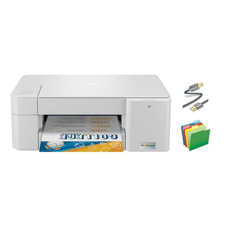 Brother MFC J12 series, All-in-One Color Inkjet Printer, Print, Copy, Scan, 1200 x 6000 dpi, 16 ppm, Voice Control, 150 Sheets, Wireless, With MTC Printer Cable and File Folders