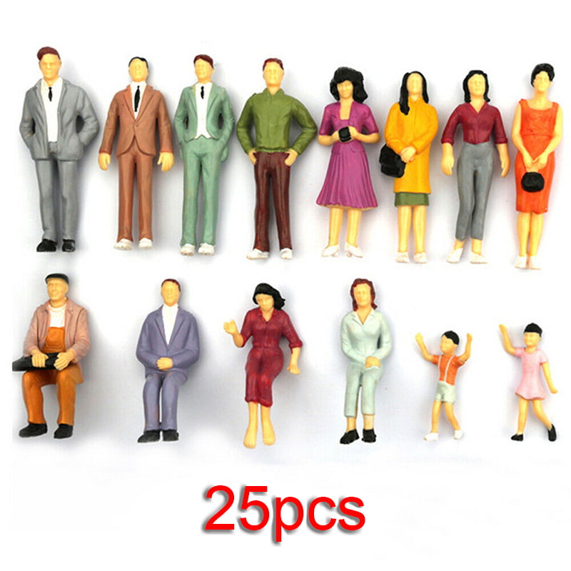 100PCS Scale 1:75 Mix Painted Model Train Street Passenger People Figures Toys