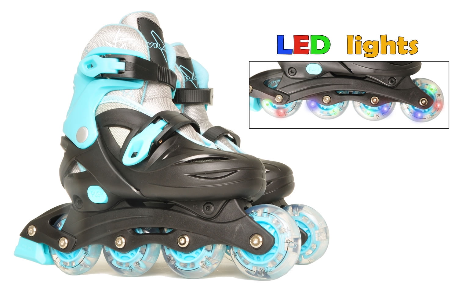 Scale Sports Size 4-6 Adjustable Kids Light Up Inline Skates 