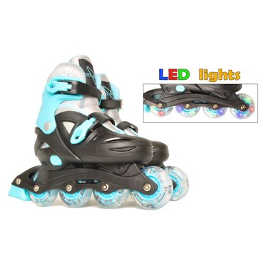 Tracer Girls Adjustable Inline Skates | Blue Rollerblades Adjust Sizes 2-5, Medium With 70mm Wheels