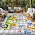 thumbnail image 2 of Easter Truck Outdoor Rug for Patio/Deck/Porch, Non-Slip Large Area Rug 3 x 5 Ft, Spring Floral Eggs Butterflies Leaves Gray Plaid Indoor Outdoor Rugs Washable Area Rugs, Camping Rug Carpet Runner, 2 of 8