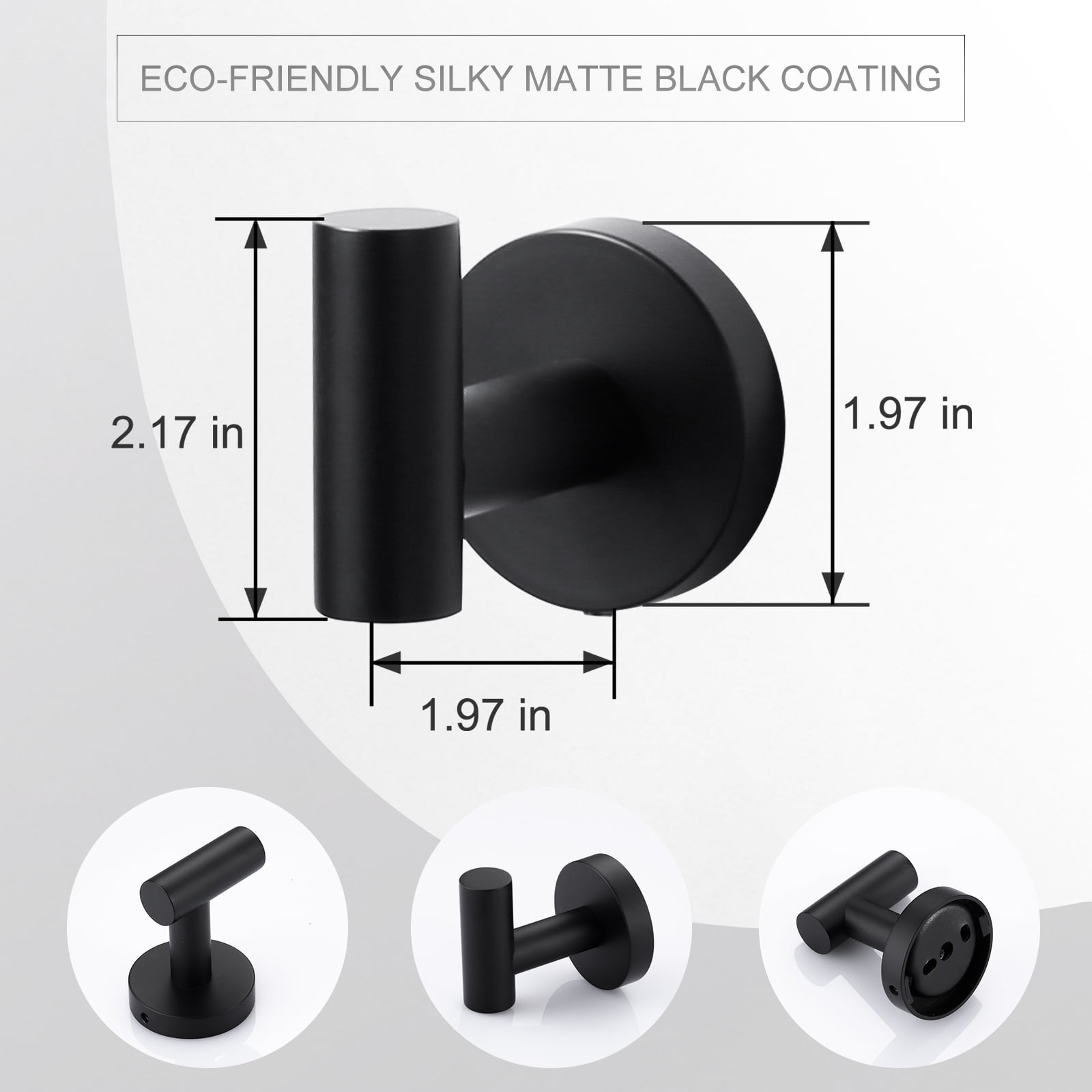 Stainless Steel J-Hook Robe/Towel Hook in Matte Black