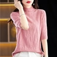 thumbnail image 4 of Womens Tops Casual Pullover Sweaters Knit Cozy Autumn Winter Clothes Fall Winter Semi High Neck Knitted Pullover Sweater Slim Fit Ribbed Texture Versatile Casual Blouse, 4 of 6