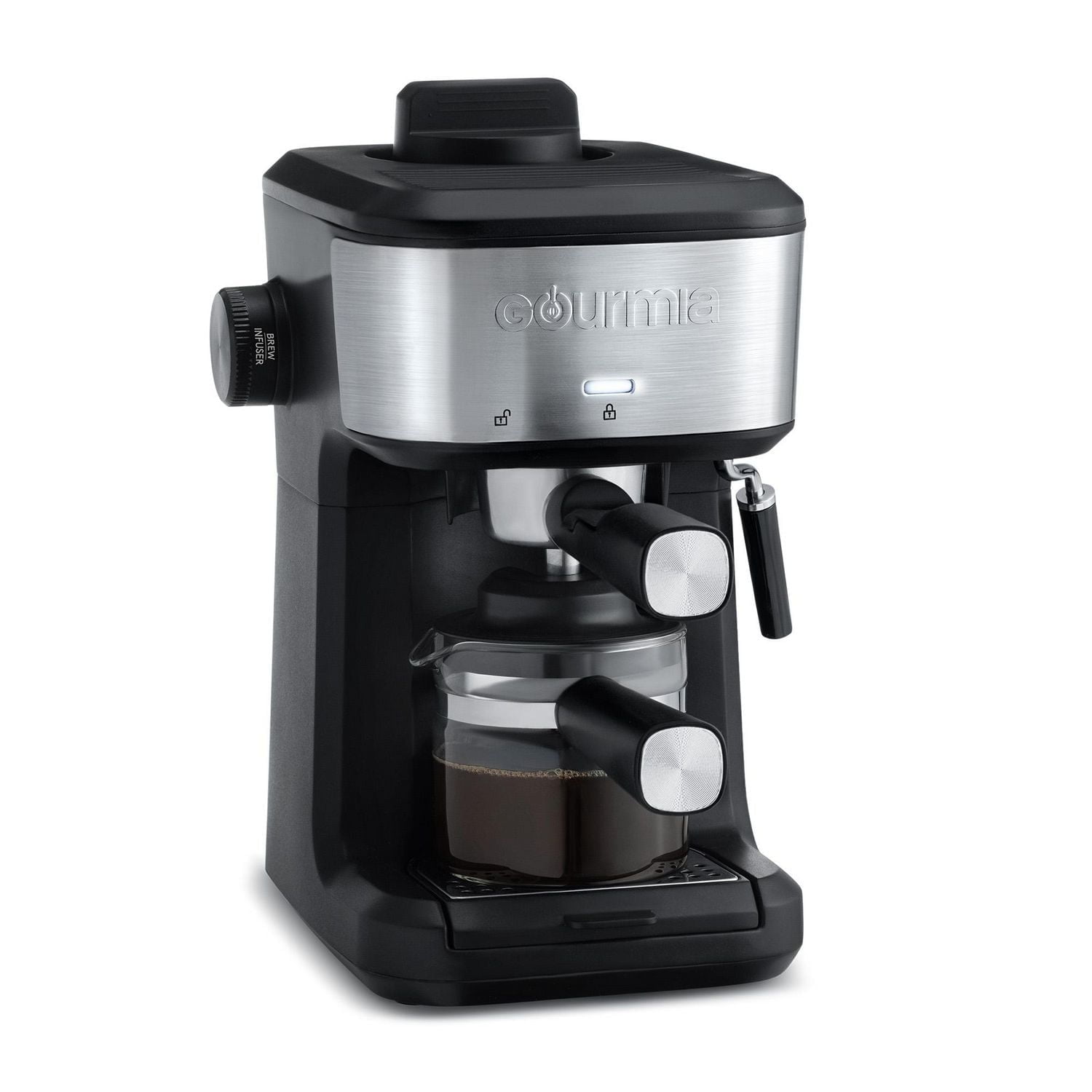 Gourmia 4-Shot Steam Espresso Maker with Frothing Wand- GCM4210, 4 Shot Espresso
