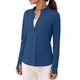 thumbnail image 7 of Women's Golf Polo Blouses Long Sleeve Shirts Zipper V Neck UPF 50+ Sun Protection Quick Dry Lightweight Active Tennis Shirts Workout Riding Tops, 7 of 7