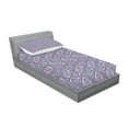 thumbnail image 2 of Ambesonne Paisley Fitted Sheet & Pillow Sham Set, Raindrop Like Ornaments, Twin, Blue and Purple, 2 of 2