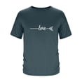 thumbnail image 2 of FRSASU Men’s Short Sleeve Shirts Crew Neck T-Shirt Love Print Casual Crew Neck Solid Basic Tops Dark Blue, 2 of 4