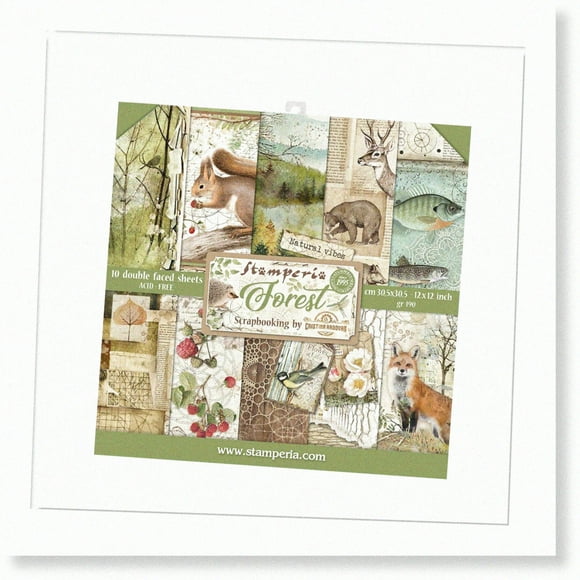 Eco-Friendly Forest Paper Pad - 12x12, 10-Pack, Multicoloured