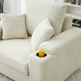 thumbnail image 2 of Oversized Accent Chair with Ottoman, Modern Single Sofa Couch with 26“W Cushion and Wide Arms, Comfy Reading Chair Armchair with 2 Throw Pillows for Living Room, Bedroom, Cream, 2 of 6