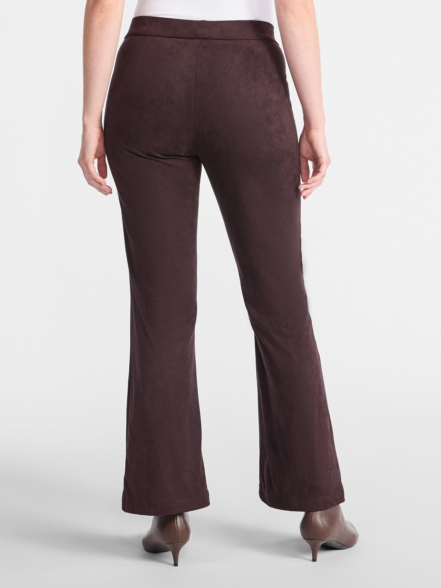 Time and Tru Women's Faux Suede Flare Pants, 30" Inseam, Sizes XXS-XXL