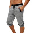 thumbnail image 2 of Men's 3/4 Jogger Cotton Capri Pants Workout Gym Below Knee Long Shorts with Pockets Jogger Sweatpant Capris for Men Size 2XL Gray, 2 of 5