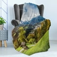 thumbnail image 4 of Landscape Soft Flannel Fleece Throw Blanket, Panoramic Scenery of Snowy Mountains Bavarian Alps National Park Germany, Cozy Plush for Indoor and Outdoor Use, 50" x 70", Multicolor, by Ambesonne, 4 of 5