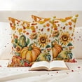 thumbnail image 3 of Thanksgiving Outdoor Waterproof Pillow Covers, Vintage Pumpkin Autumn Sunflower Maple Leaf Decorative Square Throw Pillowcase Sofa Cushion Sham for Patio/Couch/Chair, 18"x18" 2 Pack, 3 of 8