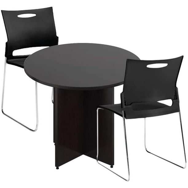 36 R Round Conference Table Chair Set 36w X 36d 29 5h For Office Home Rooms Meeting Walnut Dark Cherry Espresso Mahogany Artisan Grey Com 36 R Round Conference Table Chair Set, 36 Round Conference Table And Chairs
