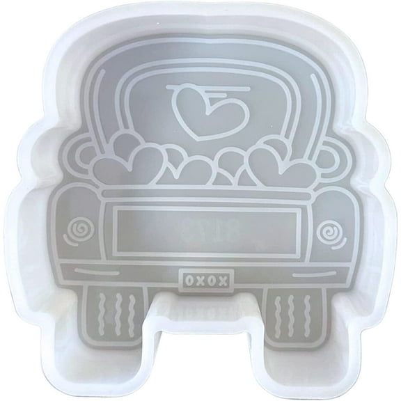 Valentines Truck with Hearts in Trunk Car Freshie Silicone Mold  3.8x4 for Scented Aroma Beads Car Candle, Soap Oven Safe to Bake Heat Resistant Valentines Day Love