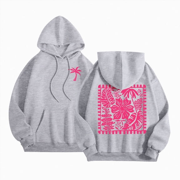 Linfrsh Women's Pullover Hoodies Teen Girls Trendy Fall Fashion Tops Hooded Sweatshirts (Light Gray,2XL)