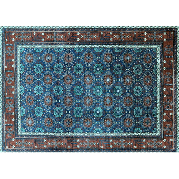 Ahgly Company Indoor Rectangle Oriental Light Blue Industrial Area Rugs, 2' x 4'