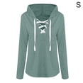 thumbnail image 1 of Sudadera con capucha para mujer Sudadera con capucha y cuello en V Suéter con tirantes de manga larga, S, verde gris kenally  AP000968-02, 1 of 7