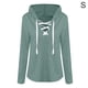 thumbnail image 1 of Sudadera con capucha para mujer Sudadera con capucha y cuello en V Suéter con tirantes de manga larga, S, verde gris Scienceny  AP000968-02, 1 of 7