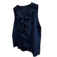 thumbnail image 5 of DailyTrove Women V Neck Ruffle Front Soft Sleeveless Tank Top Daily Casual Camisole, 5 of 6