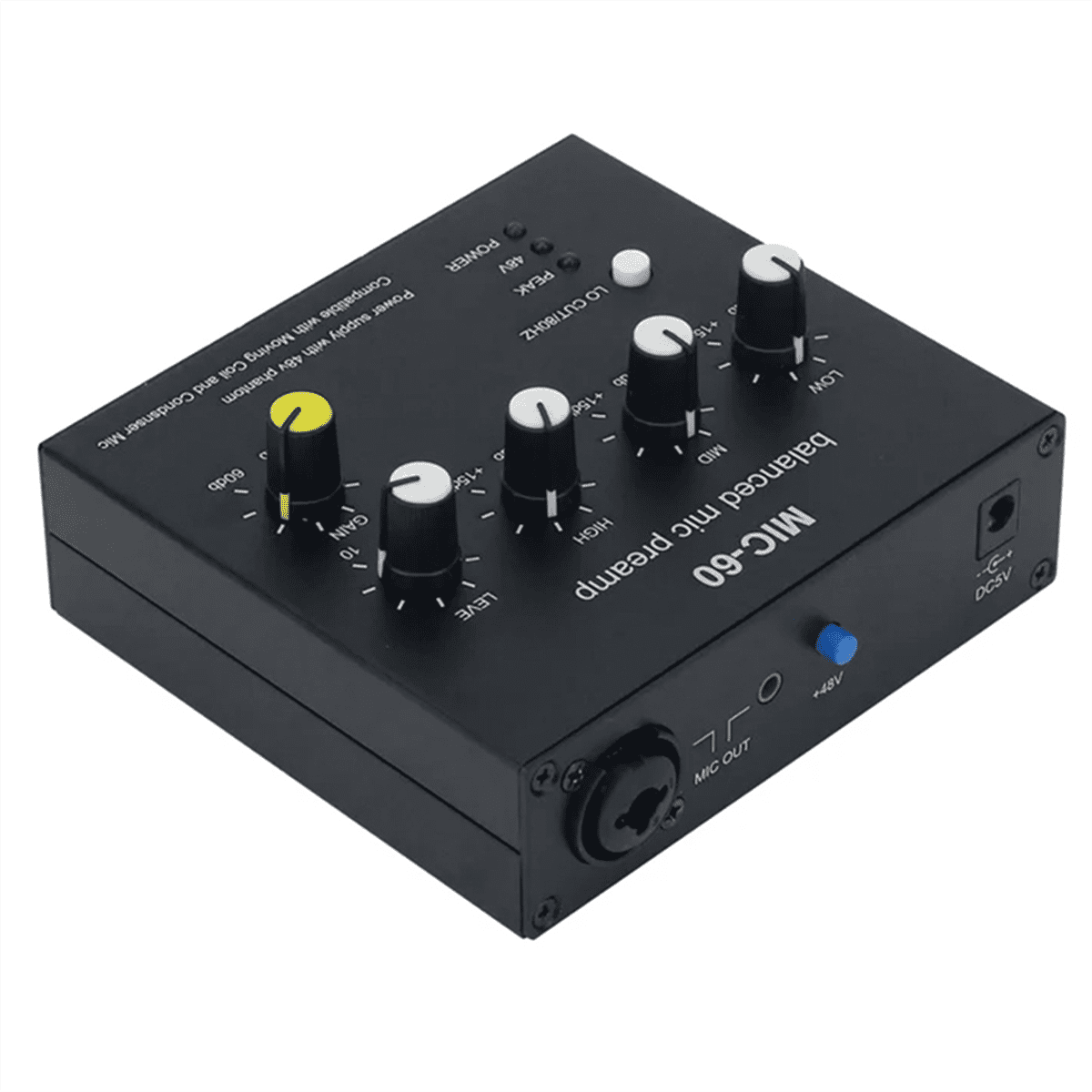 MIC-60 3-Band Equalizer Balanced Mic Preamp Microphone Preamplifier with DC Cable and 3.5mm Cable