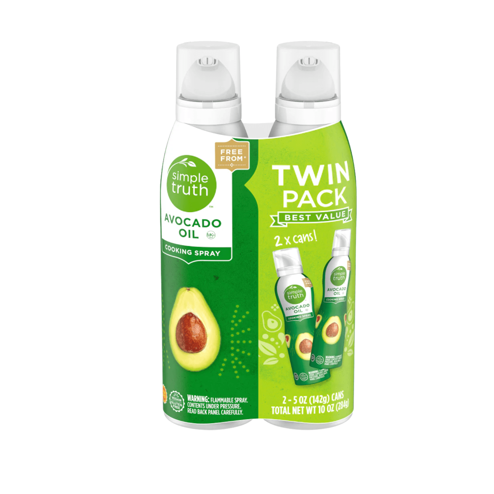 Simple Truth Avocado Oil Cooking Spray Vegan 4-Pack (2 Twin Packs), Gluten Free  10 oz Total + Bonus
