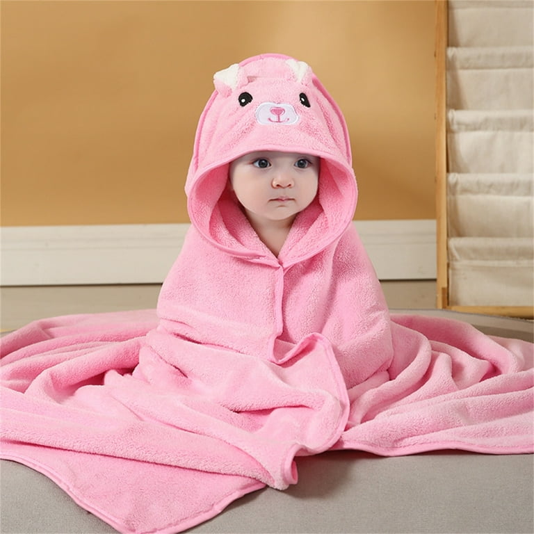 AOMPMSDX Baby Bath Towel, Animal Hooded Soft Cloak, Cartoon Coral