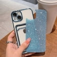 thumbnail image 3 of Compatible for iPhone 13 6.1 Inch Bling Plating Case with Card Slot, Cute Clear Glitter Phone Case for Women Girls Soft TPU Shockproof Back Cover for iPhone 13 Blue, 3 of 14