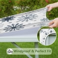 thumbnail image 6 of Blue Christmas Snowflake Pattern Square Fitted Tablecloth with Elastic Edge,Square Table Cover,Washable Elastic Table Cover for Home Kitchen Party Decor 36"x36", 6 of 6