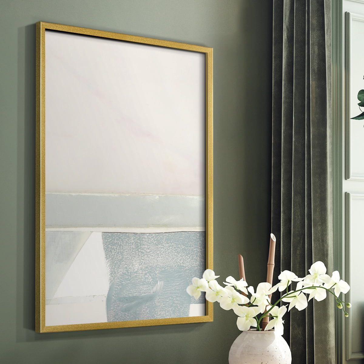 Couturier I Framed Print in Gold Solid Wood Framed Print No Nail Hanging
