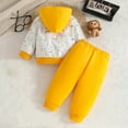 thumbnail image 5 of Gubotare Girls Fall Clothes Sets Fleece Pullover Crossover Hoodie and Leggings Outfit Set Infant to Big Kid Size 18 24 Months (Yellow,18-24 Months), 5 of 8