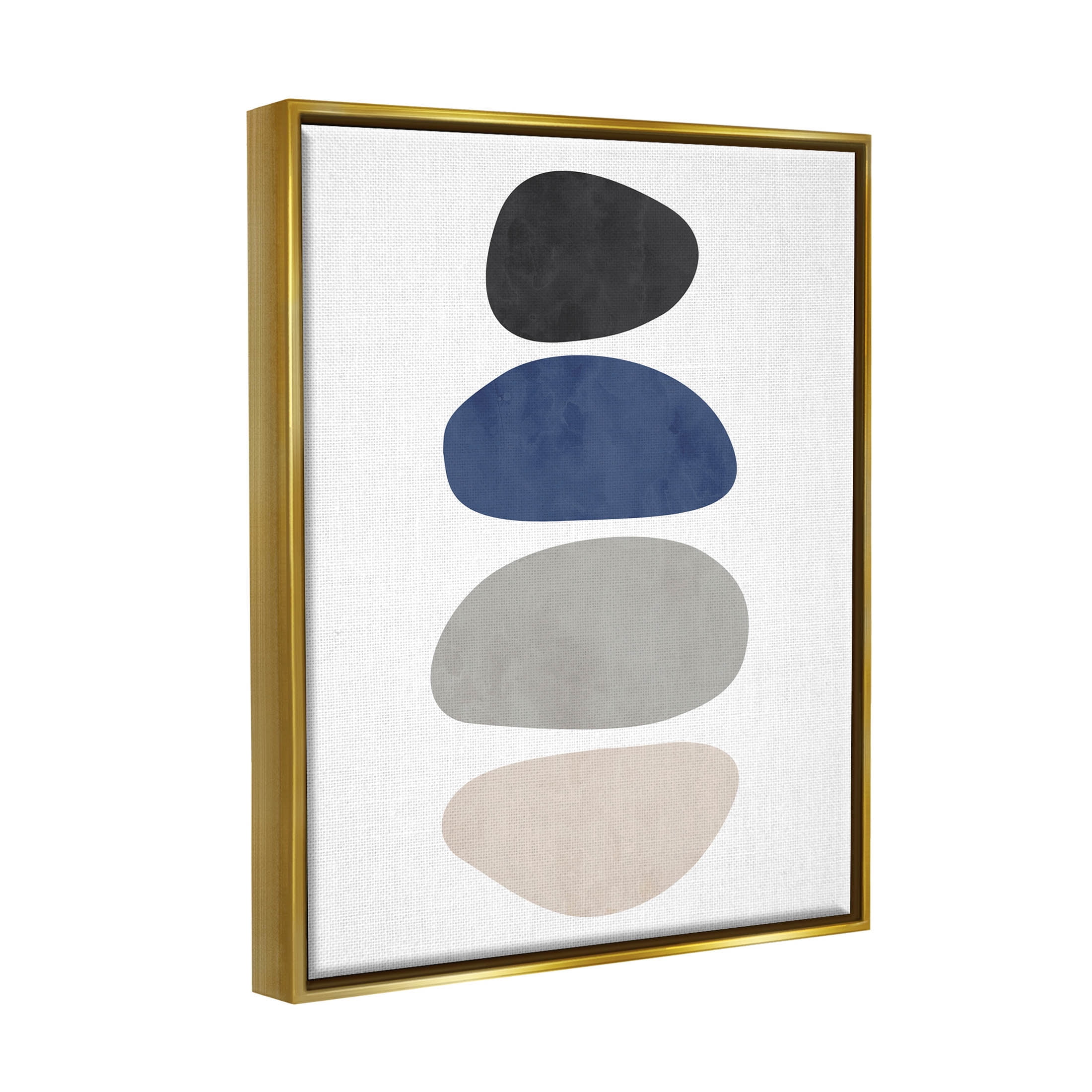 Minimal Stacked Round Shapes Abstract Graphic Art Metallic Gold Framed Art Print Wall Art