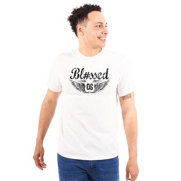 Hashtag Blessed Bless Religious Jesus Men's Graphic T Shirt Tees Brisco Brands S