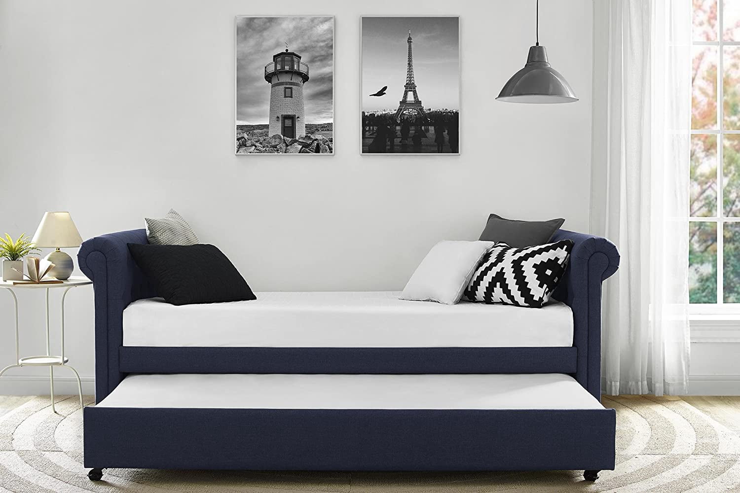 Sophia Upholstered Daybed Trundle, Twin, Navy