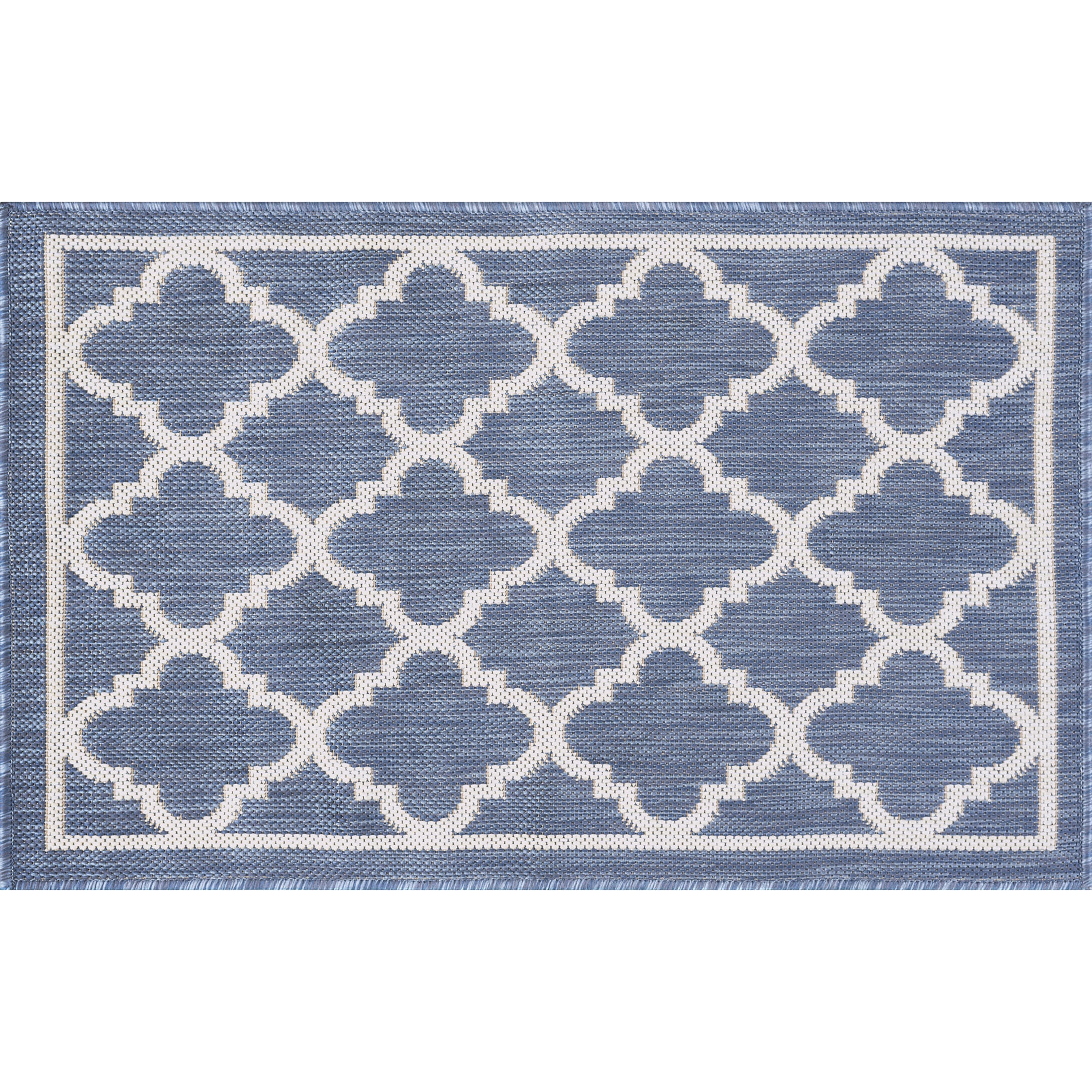 2x3 Water Resistant, Small Indoor Outdoor Rugs for Patios, Front Door Entry, Entryway, Deck, Porch, Balcony | Outside Area Rug for Patio | Blue, Geometric | Size: 2' x 3'