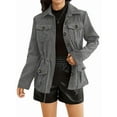 thumbnail image 3 of Female Fashion Corduroy Shackets Down Jackets Tops Fall Trendy Long Sleeve Shirts Gray XL, 3 of 9
