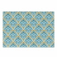 thumbnail image 1 of Yellow and Blue Cutting Board, Diamond Shaped Triangle Geometric Fractal Mosaic Traditional Motif, Decorative Tempered Glass Cutting and Serving Board, Small Size, Aqua Teal Marigold, by Ambesonne, 1 of 1