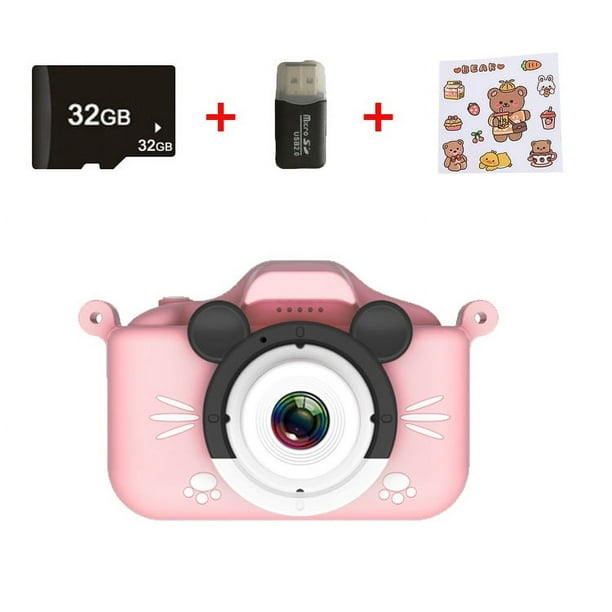 Cámara para niños: mini cámara digital recargable, videocámara fotográfica, regalo para niñas y niños de 3 a 12 años, con tarjeta 32G/1080P HD/funda de silicona resistente a los golpes