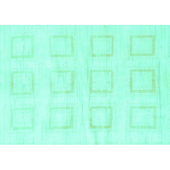 Ahgly Company Indoor Rectangle Solid Turquoise Blue Modern Area Rugs, 5' x 7'