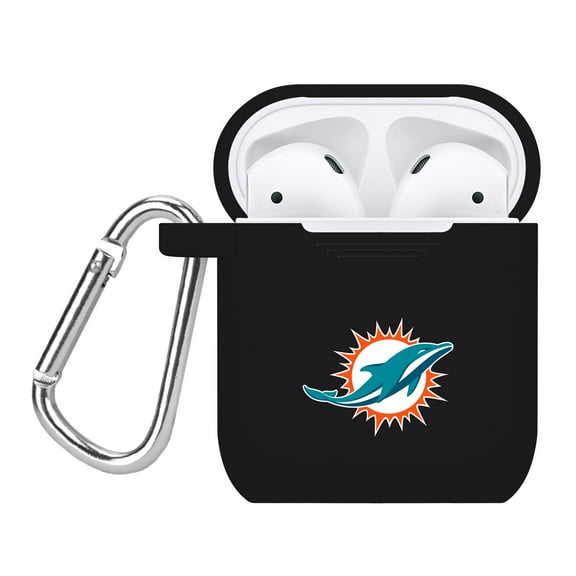 Black Miami Dolphins Silicone Apple AirPods Case Cover