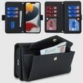 thumbnail image 3 of iPhone 13 Pro Phone Case Purse Cover for Women Men,Crossbody Wallet Case for iPhone 13 Pro with Strap Lanyard with 9 Card Holder Slots,Flip PU Leather 6.1 inch,Black, 3 of 14