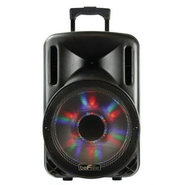 beFree Sound 12 Inch Woofer Portable Bluetooth Powered PA Tailgate Party Rechargeable Speaker With Illuminating Lights
