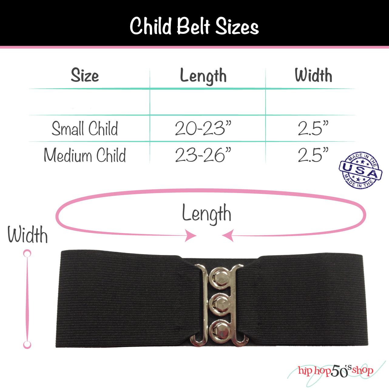 Hip Hop 50s Shop Child Elastic Cinch Belt 