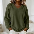 thumbnail image 2 of Yievot Women's Fleece Sweatshirts V Neck Long Sleeve Fall Top Solid Color Casual Warm Tunic Tops, 2 of 9
