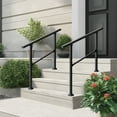 thumbnail image 5 of Pmango 2 Pack Carbon Steel Handrail for Outdoor 3 Steps, 40.6" L x 39" H, Upgraded Exterior Decking Railing for Porch, Deck, Easy to Install for Concrete/Brick/Wood, Screw Kit Included, 5 of 8
