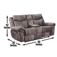 thumbnail image 3 of Steve Silver Nashville Faux Suede Glider Reclining Loveseat with Console, Gray, 3 of 9