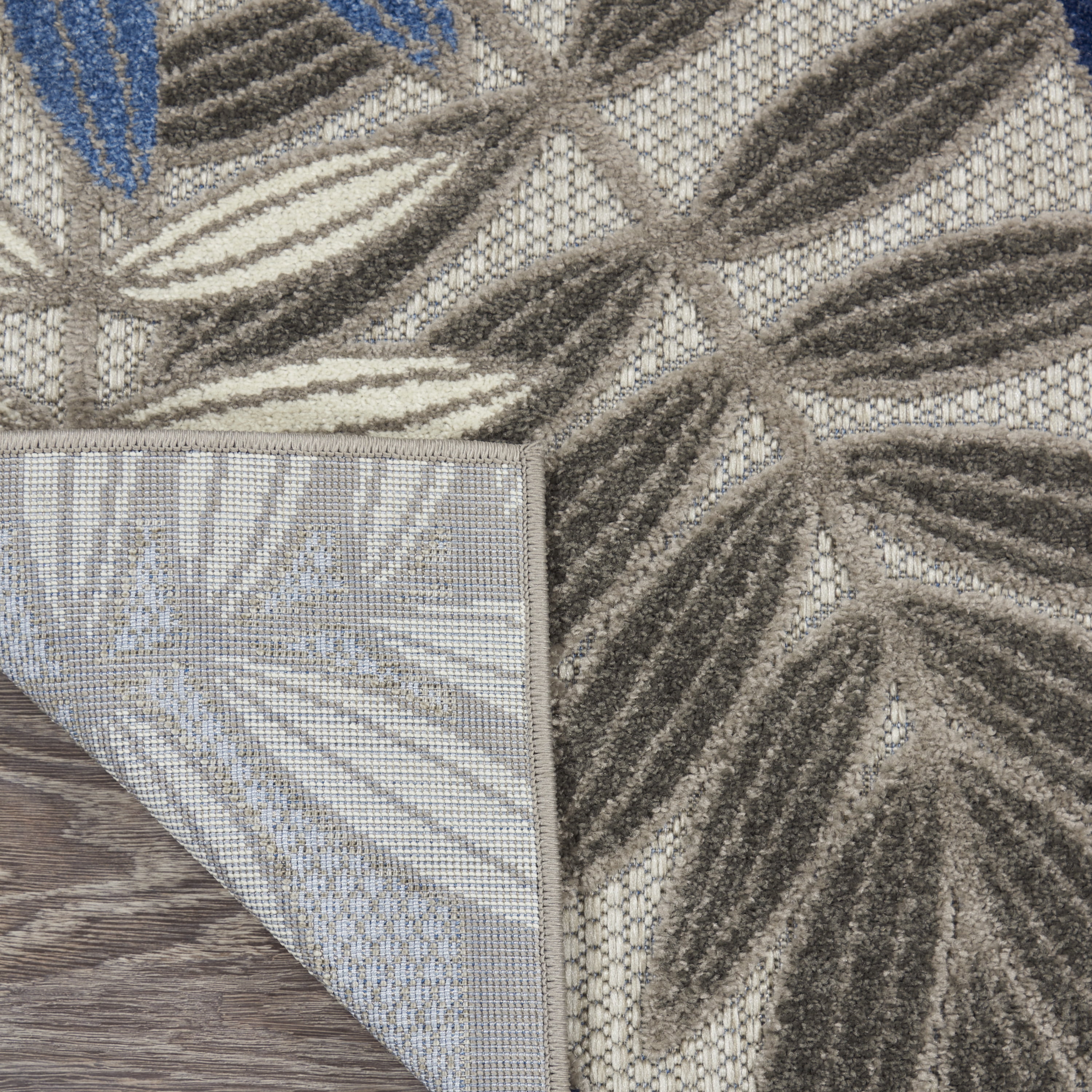 Nourison Aloha Indoor/Outdoor Grey/Blue 7'10" x 10'6" Area Rug, (8x11)
