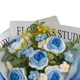 thumbnail image 4 of Ramo de flores de ganchillo, flores tejidas con rosas, decoraciones para el Día de San Valentín, arreglos florales, ramo tejido para el hogar y la , azul Macarena ramo de flores, 4 of 8