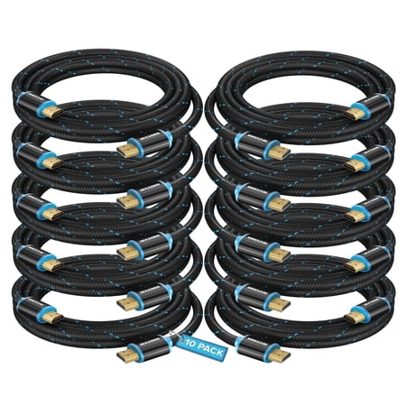 Maximm 4K HDMI Cable 10 Pack 6 Feet – High-Speed HDMI Cord 18 Gbps Supports 4K 60Hz Nylon Braided
