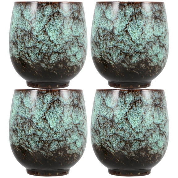 4pcs Ceramic Tea Cup Set for Home Use Effortless Retro Style with Assorted Colors and Fine